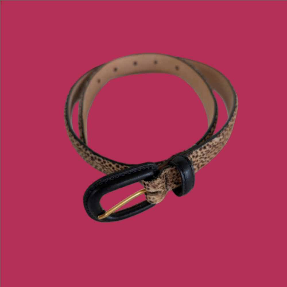 Belt Leather Animal Print Belt with Black Accent Size S 34 Inches